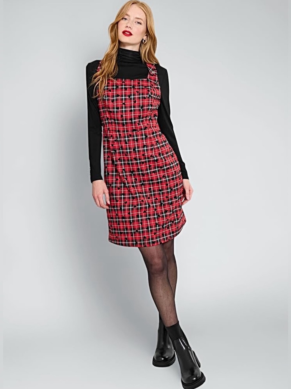 🆕 CCX by City Chic - Red and Black Plaid Pinafore Dress